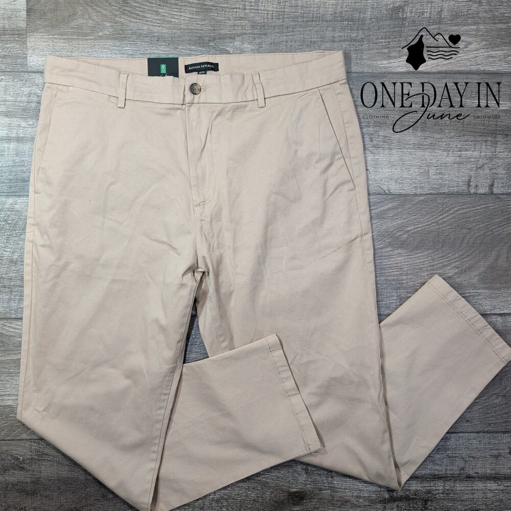 Banana Republic Chino Pants Tan Khaki Flat Front NWT Size 38X30